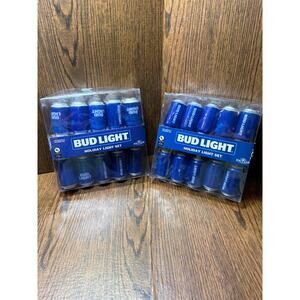 Kurt Adler 10-Light Bud Light Beer Can Light Set Indoor/Outdoor Use 2 Sets